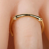 0.3ct Round Cut Diamond Wedding Band Unique Bamboo Design 14k Yellow Gold Finish