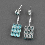 5ct Drop Earrings Oval Cut Blue Aquamarine Cluster Design 14k White Gold Finish