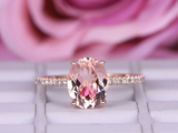 1.5ct Oval Morganite Engagement Ring Accents with Solitaire 14k Rose Gold Finish