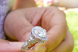 Antique Vintage Halo Engagement Ring 2ct Pear Cut Diamond 14k White Gold Finish