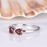 Heart Cut Red Garnet Bow Design Engagement Ring Valentine 14k White Gold Finish