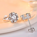 2ct Round Cut VVS1D Diamond Snowflake Design Stud Earrings 14k White Gold Finish