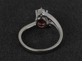 1.7ct Oval Cut Red Garnet Engagement Ring 14k White Gold Finish Unique Trilogy