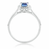 1.3ct Emerald Cut Blue Sapphire Solitaire Engagement Ring 14k White Gold Finish