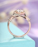 1.8ct Round Cut Diamond Engagement Ring Art Deco Milgrain 14k Rose Gold Finish