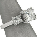 2.5Ct Princess Cut Diamond Solitaire Trilogy Engagement Ring 14K White Gold Over