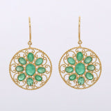 3ct Drop Earrings Oval Cut Green Emerald Filigree 14k Yellow Gold Finish