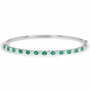 6ct Round Cut Green Emerald Partywear Cuff Bangle Bracelet 14k White Gold Finish