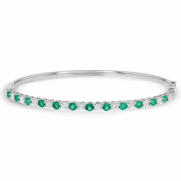 6ct Round Cut Green Emerald Partywear Cuff Bangle Bracelet 14k White Gold Finish