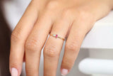 0.4ct Baguette Cut Pink Ruby Two Stone Minimalist Ring 14k Yellow Gold Finish