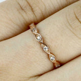 0.4ct Round Cut Diamond Dainty Stackable Engagement Ring 14k Rose Gold Finish