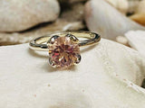 1.5ct Engagement Ring Round Cut Peach Morganite Solitaire 14k White Gold Finish