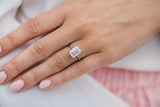 3ct Emerald Cut Diamond Engagement Ring Solitaire Proposal 14k White Gold Finish