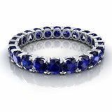 3.3ct Round Cut Blue Sapphire Wedding Band Iced Full Eternity 14k WhiteGold Over