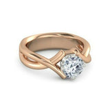 0.5Ct Round Cut Diamond Wide Split Shank Engagement Ring 14K Dual Gold Finish