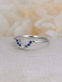 1ct Round Cut Blue Sapphire Wedding Band Ring 14k White Gold Finish Curved Crown