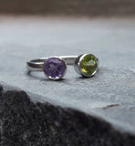 1.5ct Round Peridot Amethyst Open Fashion Engagement Ring 14k White Gold Finish