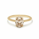 1.5ct Oval Cut Champagne Diamond Engagement Ring 14k YellowGold Finish Solitaire