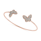 1ct Round Cut VVS1 D Diamond Butterfly Open Cuff Bracelet 14k Rose Gold Finish