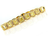 20Ct Radiant Yellow Sapphire Gatsby Halo Tennis Bracelet 14K Yellow Gold Finish