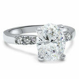 2ct Oval Cut Diamond Engagement Ring Accent with Solitaire 14k White Gold Finish