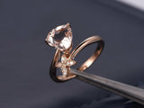 1.2ct Heart Cut Peach Morganite Butterfly Engagement Ring 14k Rose Gold Finish