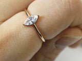 1ct Marquise Cut Diamond Engagement Ring Dainty Stackable 14k Rose Gold Finish