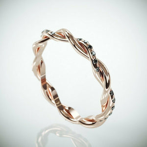 2Ct Round Cut Black Diamond Twisted Rope Infinity Wedding Band Rose Gold Finish