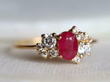 1.8ct Engagement Ring Oval Cut Pink Ruby Cluster Design 14k Yellow Gold Finish