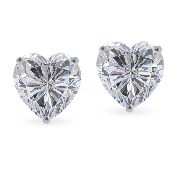 1ct Heart Cut Simulated Diamond Solitaire Stud Earrings 14k White Gold Plated