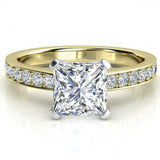 2ct Princess Cut Diamond Channel Set Solitaire Engagement Ring 14k Gold Finish