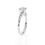 1.5ct Round Cut Diamond Solitaire Ring 14k White Gold Finish with Round Accents