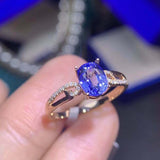 1.5ct Oval Cut Blue Tanzanite Engagement Ring Split Shank 14k Yellow Gold Finish