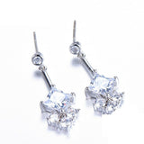 1.6ct Princess Cut VVS1 Diamond Fancy Design Drop Earrings 14k White Gold Finish