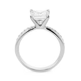 2.5Ct Princess Cut Diamond Accents Solitaire Engagement Ring 18K White Gold Over