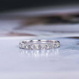 1.3ct Princess Diamond Wedding Band Stackable Half Eternity 14k White Gold Over