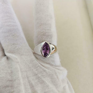 1ct Engagement Ring Marquise Cut Purple Amethyst Solitaire 14k White Gold Finish