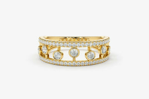 2.6ct Round Cut Diamond Split Stylish Wedding Ring Band 14k Yellow Gold Finish