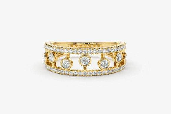 2.6ct Round Cut Diamond Split Stylish Wedding Ring Band 14k Yellow Gold Finish