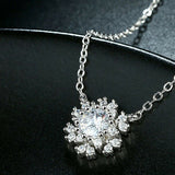 2ct Round Cut VVS1D Diamond Snowflake Pendant with Chain 14k White Gold Finish