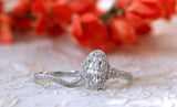 Vintage Art Deco Bridal Set Wedding Ring 3ct Oval Diamond 14k White Gold Finish