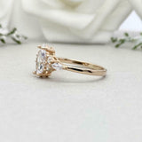 1.4ct Engagement Ring Marquise Cut Diamond Solitaire Petite 14k Yellow Gold Over