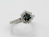 1.5ct Round London Blue Topaz Engagement Ring Diamond Floral 14k White Gold Over