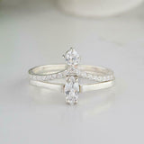 1.5ct Marquise Cut Diamond Engagement Ring Curved Bridal Set 14k White Gold Over