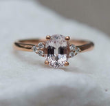 1.7ct Oval Cut Morganite Solitaire Ring 14k Rose Gold Finish with Round Accents