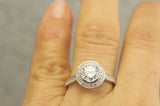 1.5ct Round Cut VVS1D Diamond Engagement Ring 14k White Gold Over Halo Solitaire