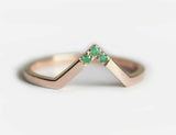 0.3ct Round Green Emerald Wedding Band Ring 14k Rose Gold Over Stackable Curved