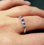 1.3ct Wedding Ring Band Round Cut Purple Amethyst Stackable 14k WhiteGold Finish