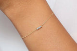 1ct Baguette Cut Diamond Petite Minimalist Chain Bracelet 14K Yellow Gold Finish