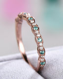 2Ct Round Cut Green Emerald Diamond Minimalist Wedding Band 14K Rose Gold Finish